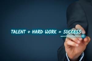 Talent and hard work make success. Businessman or manager motivate to success.