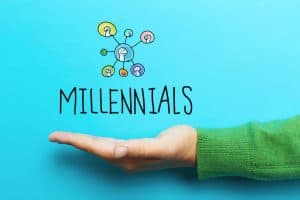 Millennials concept with hand
